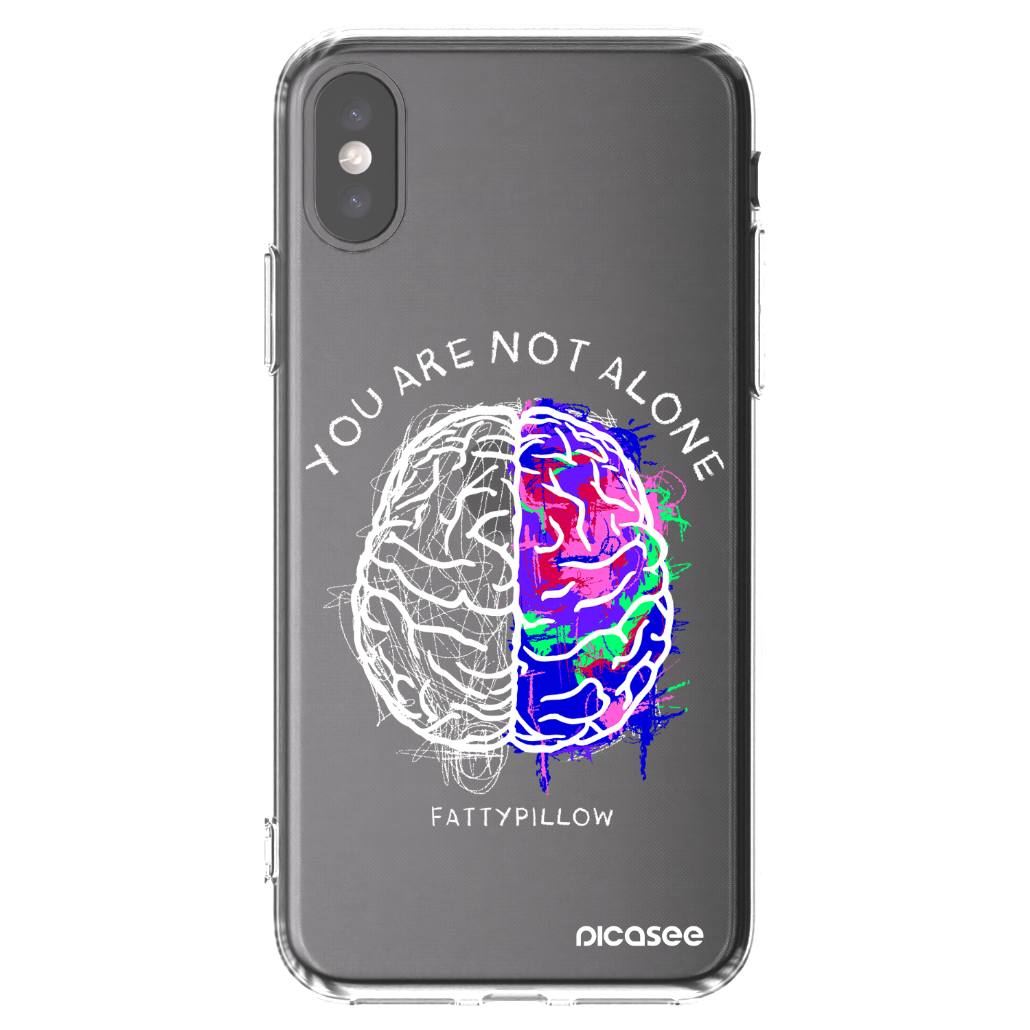 Picasee silikonový průhledný obal pro Apple iPhone X/XS - Brain - White