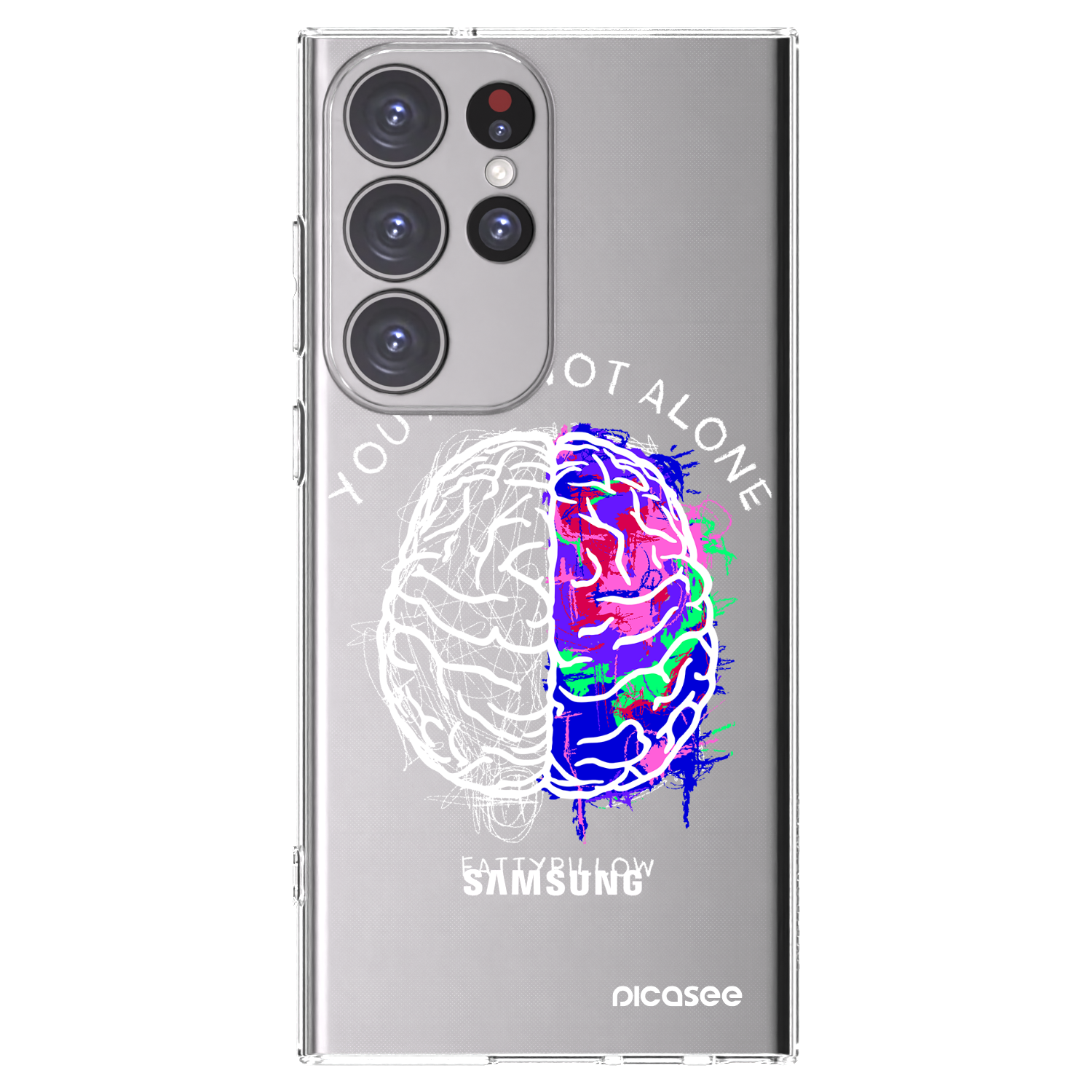 Picasee silikonový průhledný obal pro Samsung Galaxy S23 Ultra 5G - Brain - White