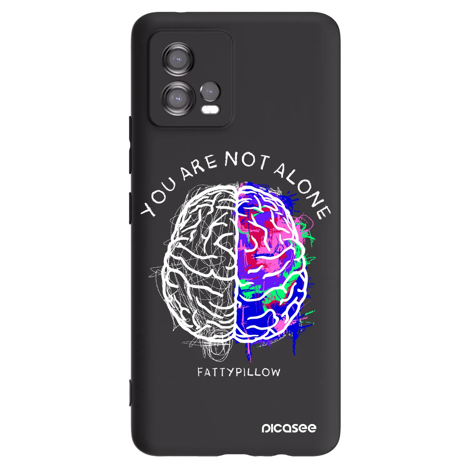 Picasee silikonový černý obal pro Motorola Moto G72 - Brain - White