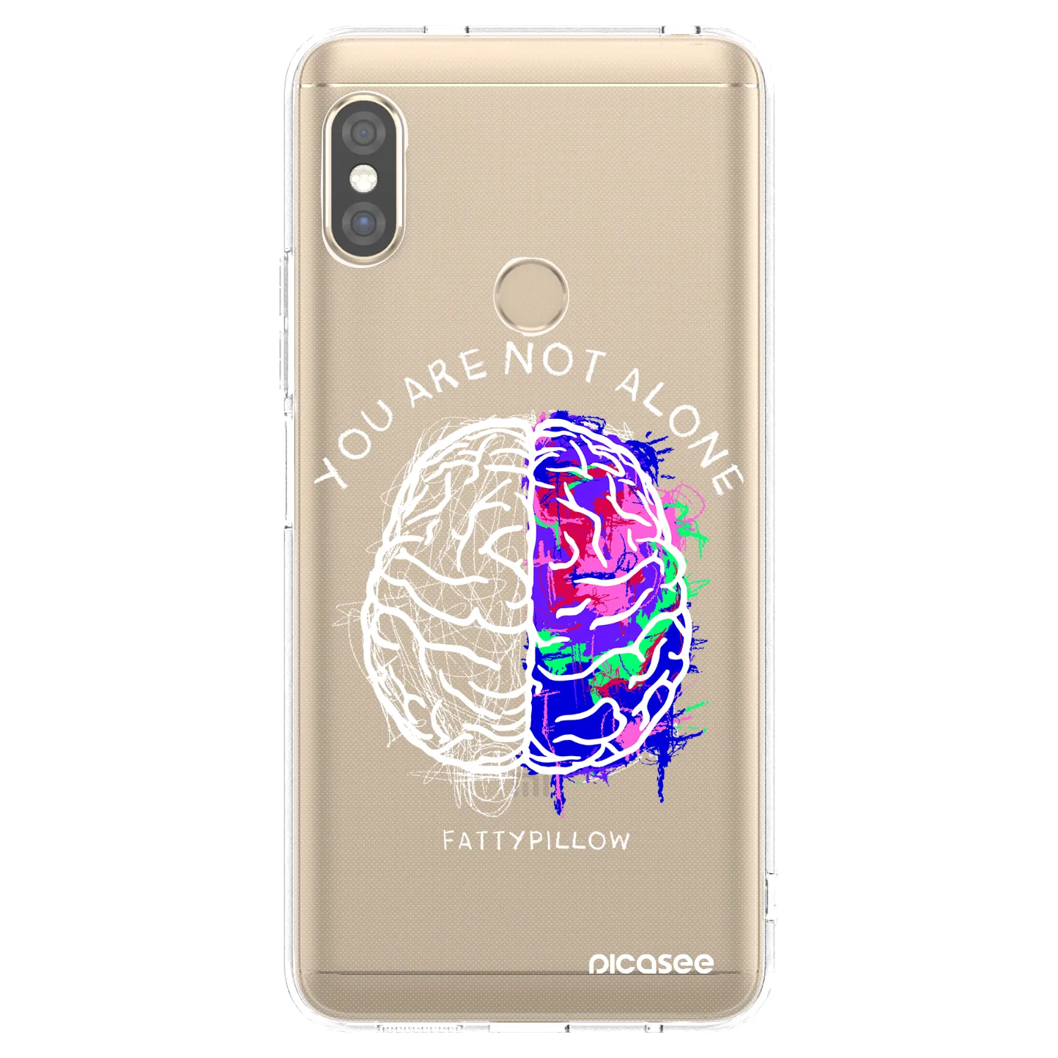 Picasee silikonový průhledný obal pro Xiaomi Redmi Note 5 Global - Brain - White