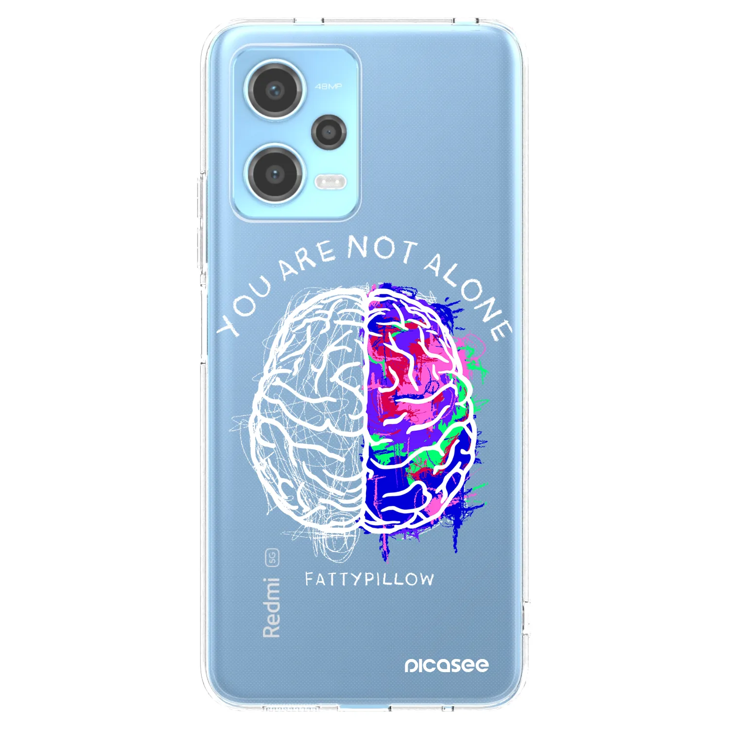 Picasee silikonový průhledný obal pro Xiaomi Redmi Note 12 5G - Brain - White