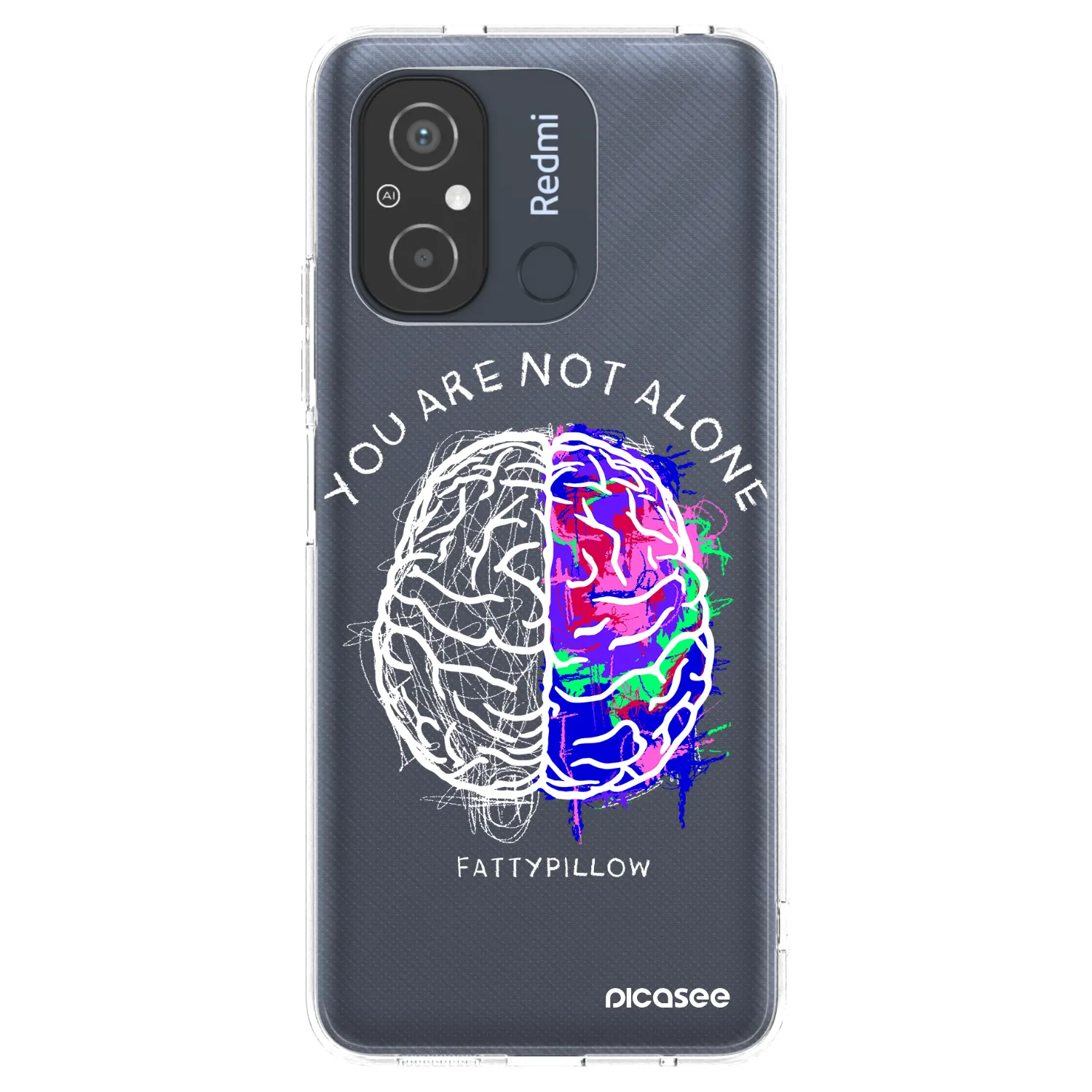 Picasee silikonový průhledný obal pro Xiaomi Redmi 12C - Brain - White
