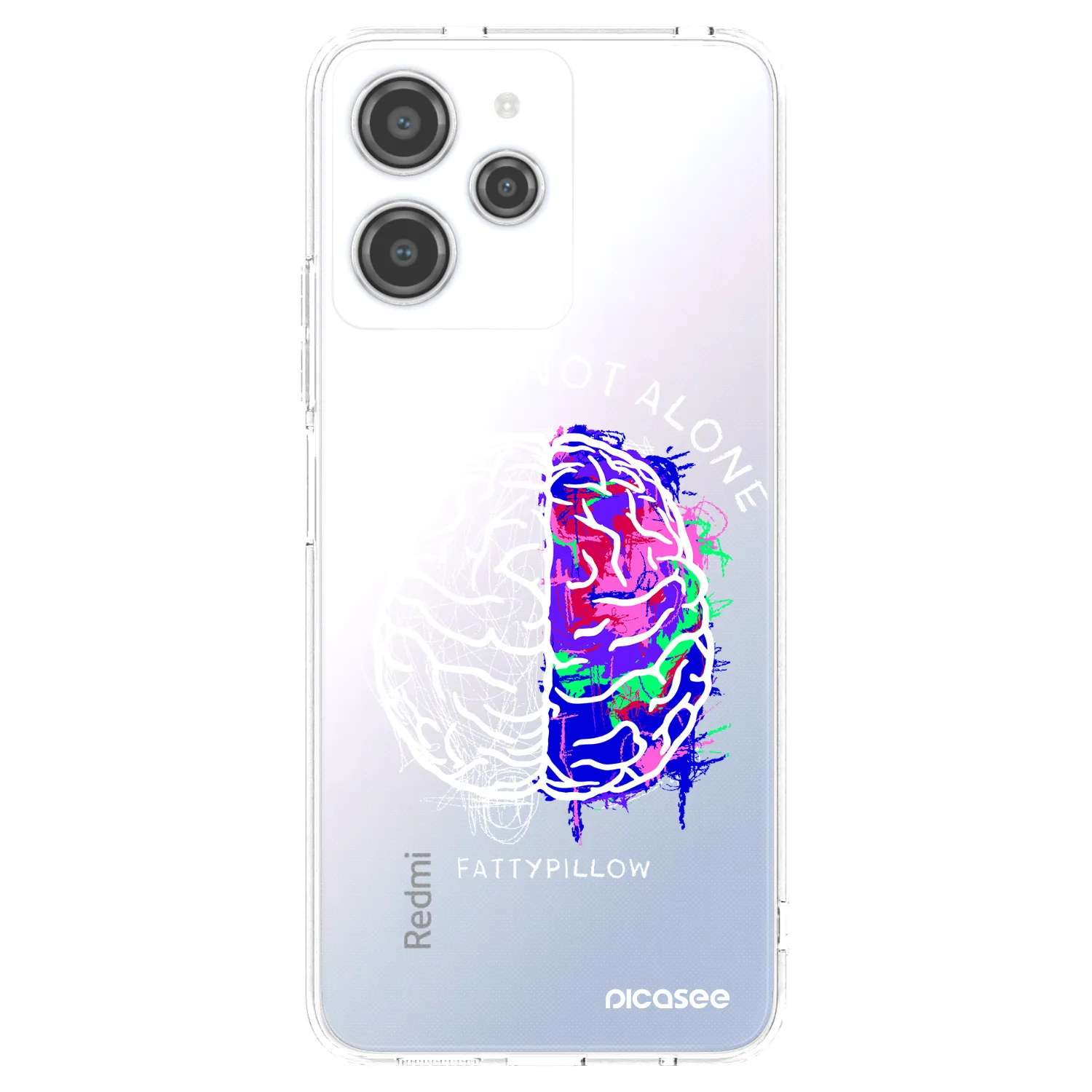 Picasee silikonový průhledný obal pro Xiaomi Redmi 12 4G - Brain - White