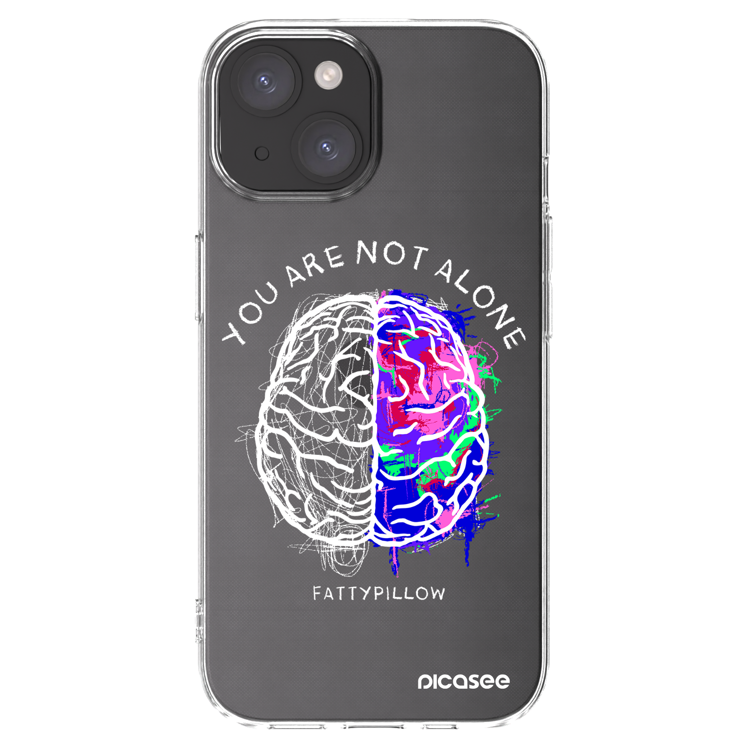 Picasee silikonový průhledný obal pro Apple iPhone 15 - Brain - White