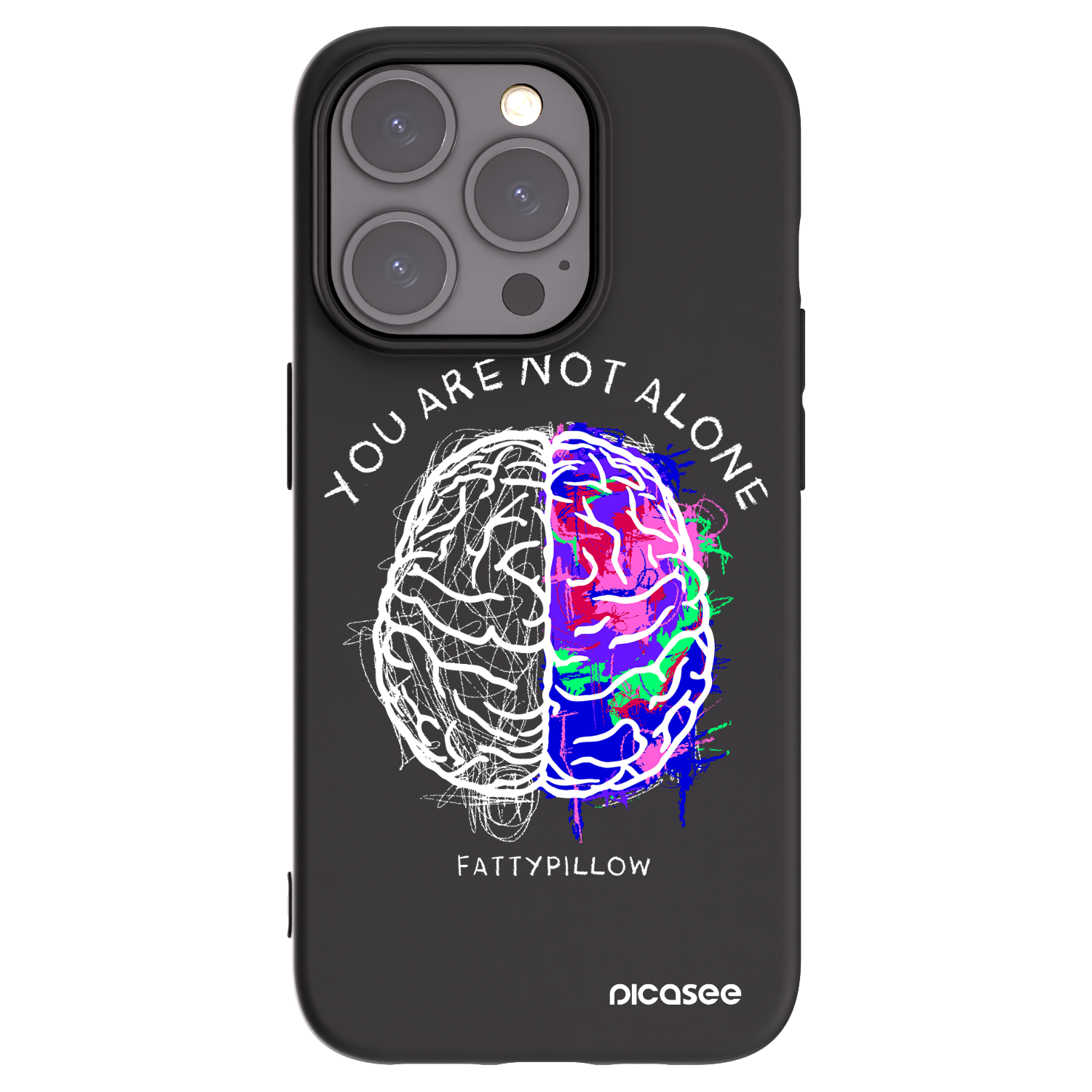 Picasee silikonový černý obal pro Apple iPhone 15 Pro - Brain - White