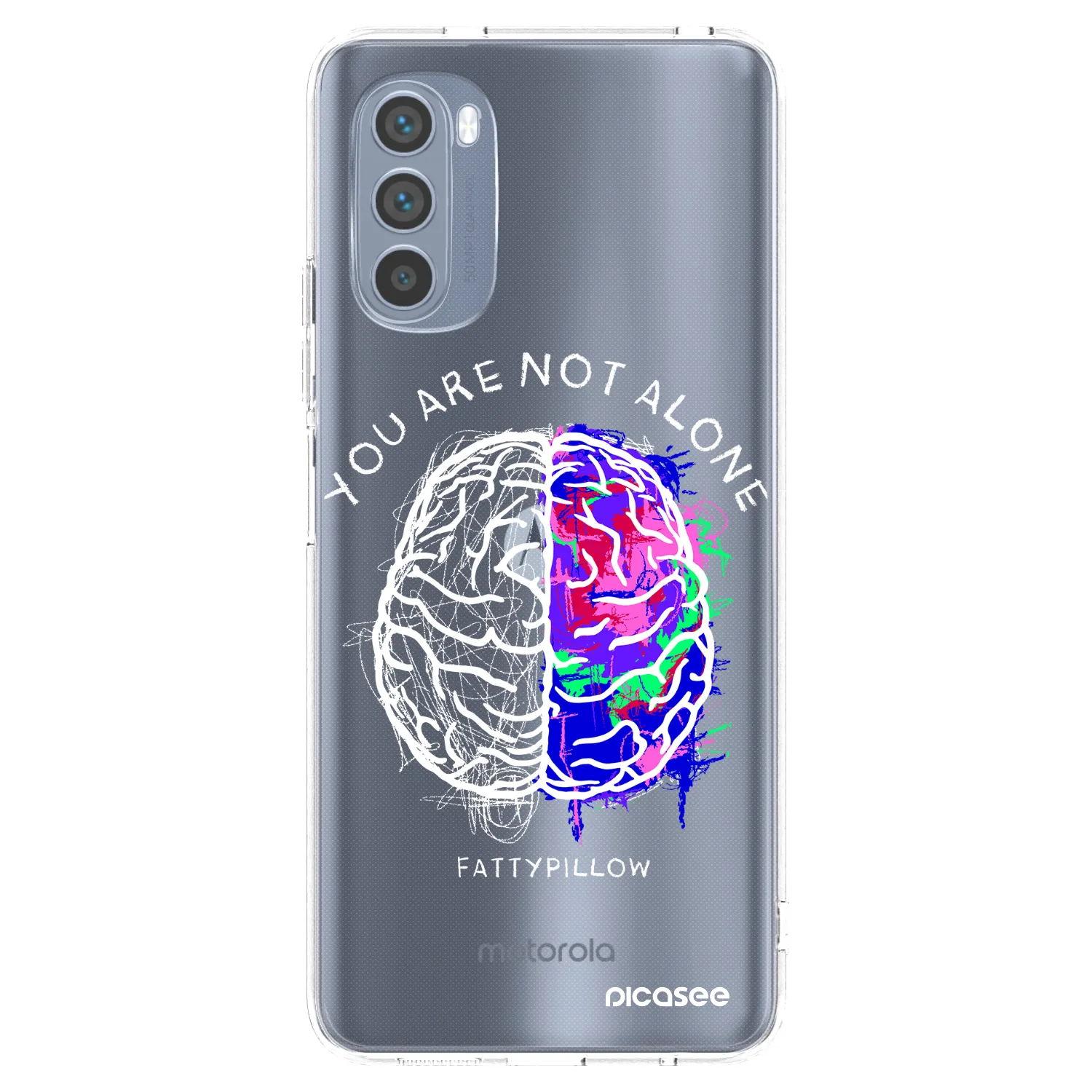 Picasee silikonový průhledný obal pro Motorola Moto G62 - Brain - White
