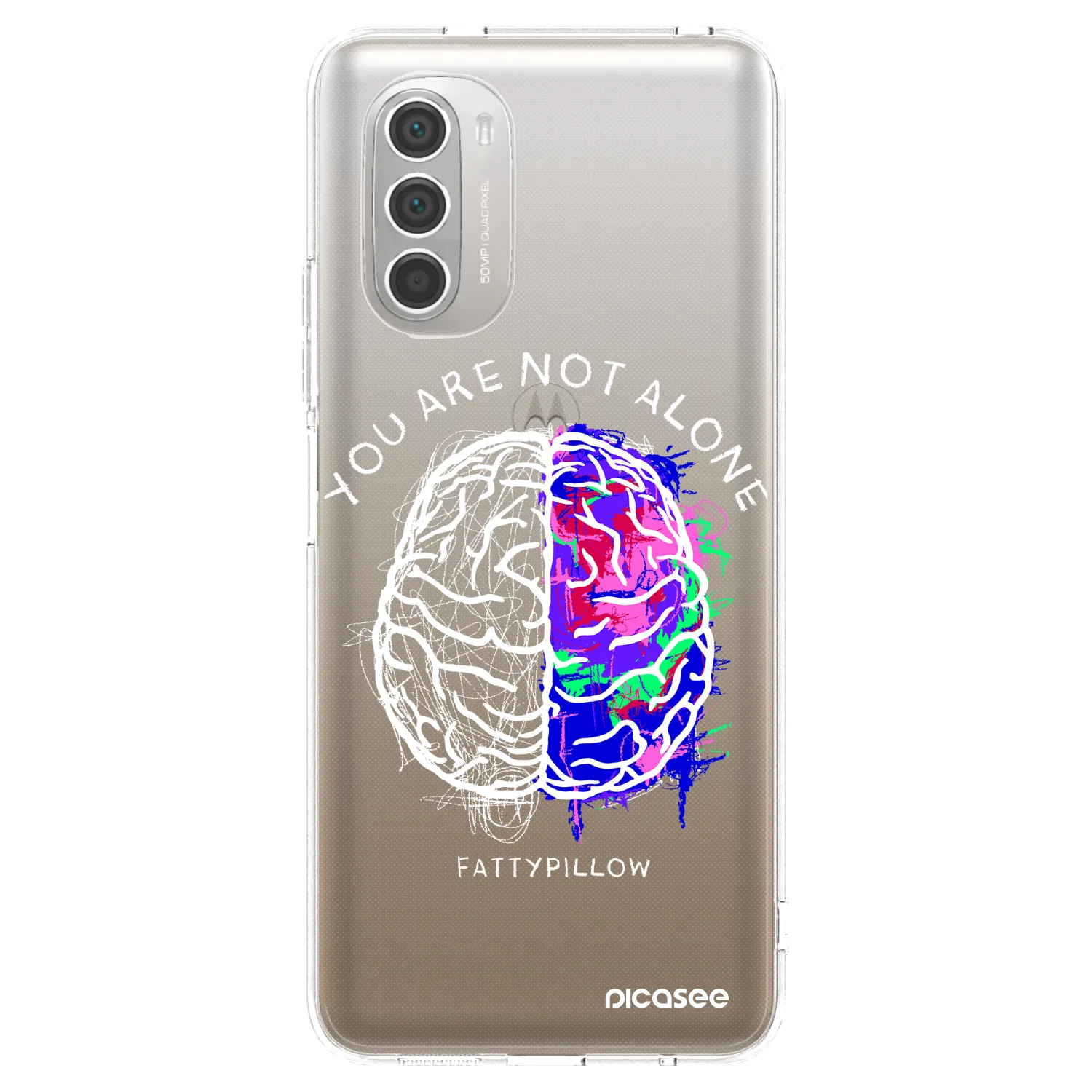 Picasee silikonový průhledný obal pro Motorola Moto G51 - Brain - White