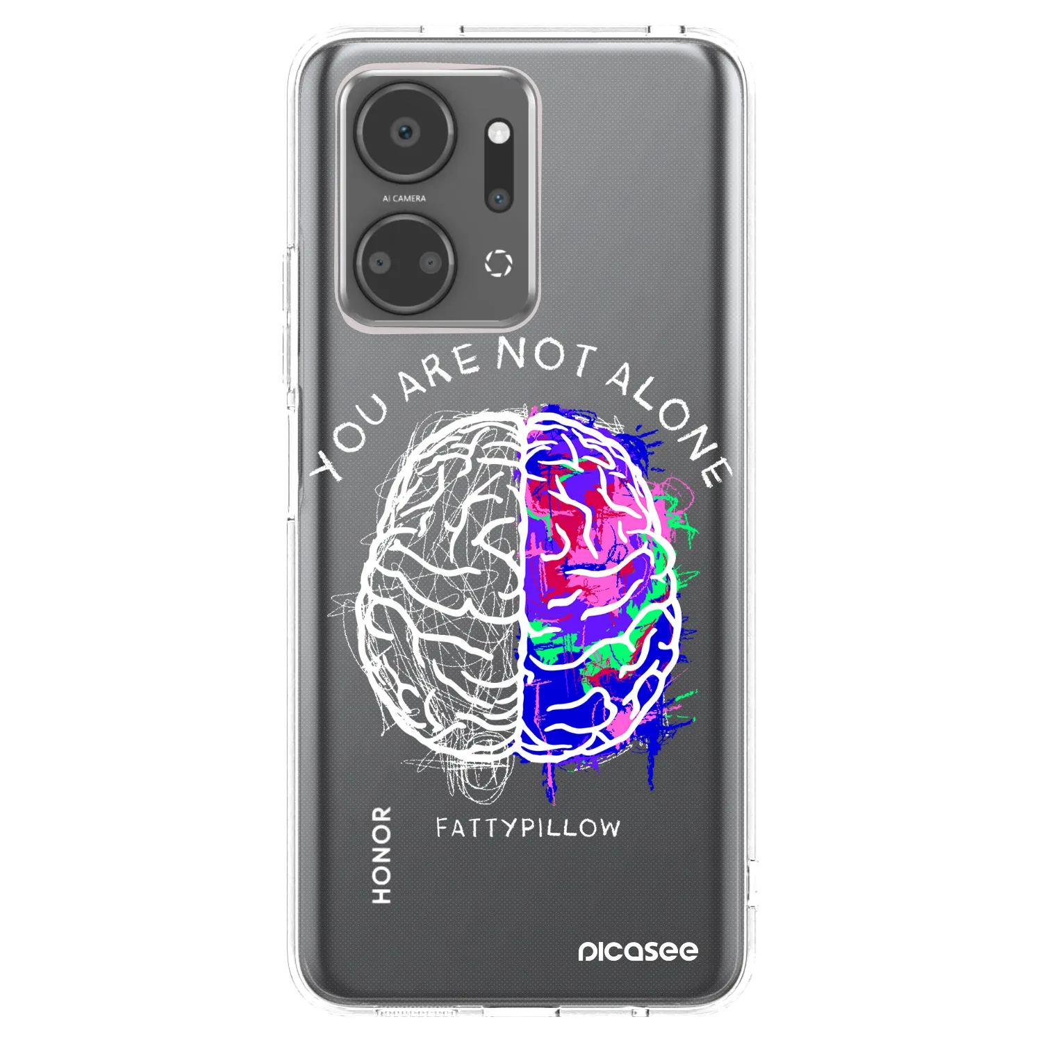 Picasee silikonový průhledný obal pro Honor X7a - Brain - White