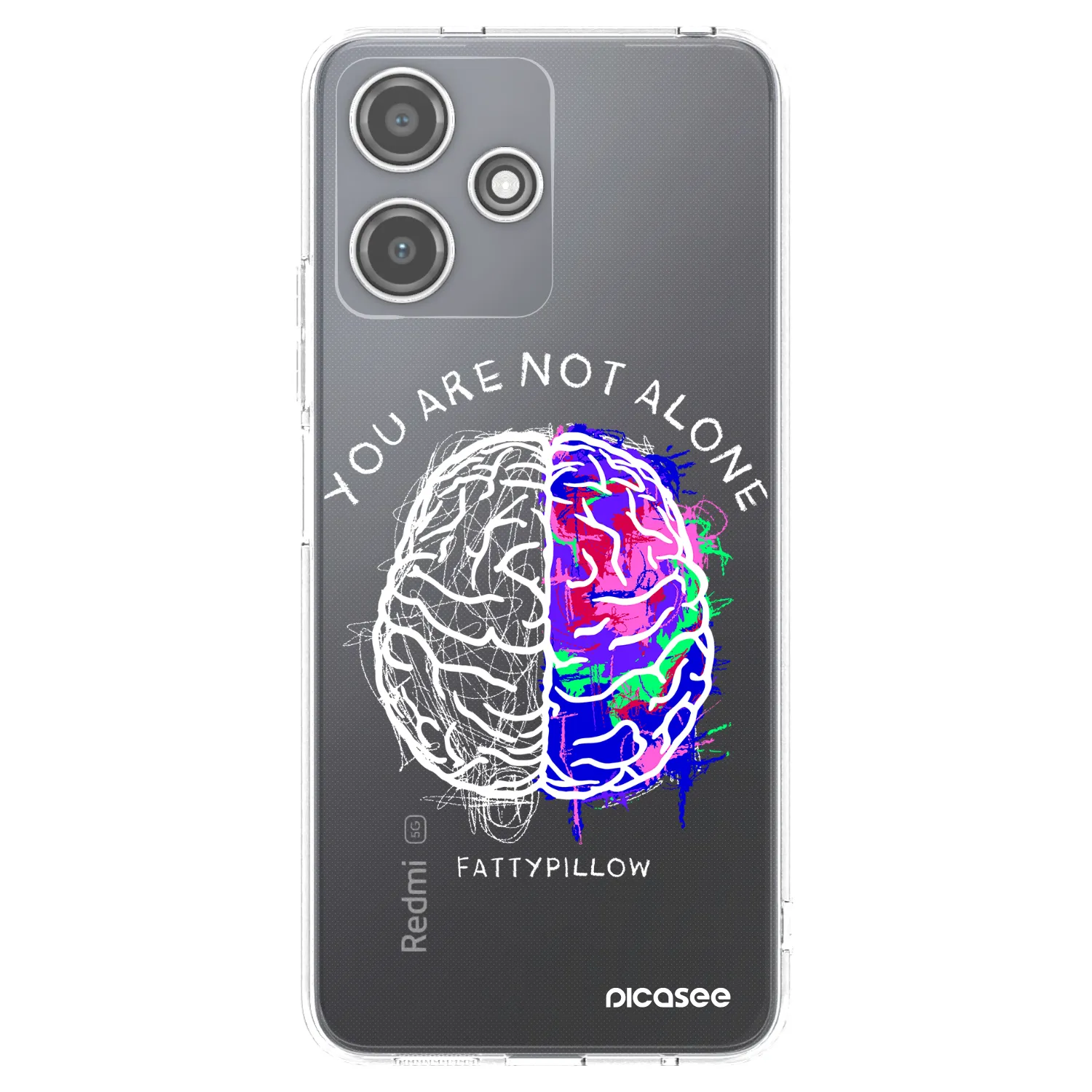 Picasee silikonový průhledný obal pro Xiaomi Redmi 12 5G - Brain - White