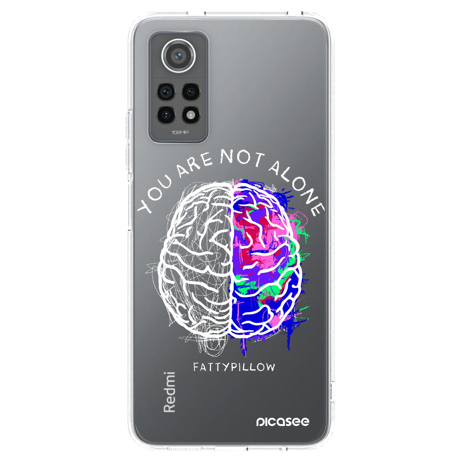 Picasee silikonový průhledný obal pro Xiaomi Redmi Note 12 Pro 4G - Brain - White
