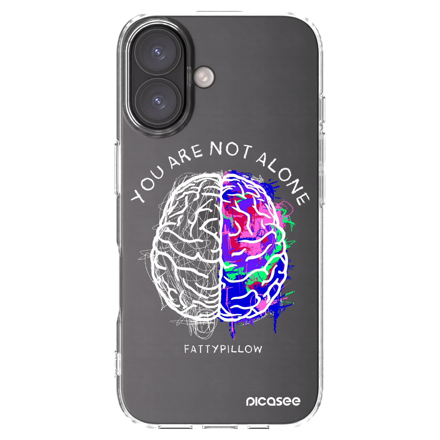 Picasee silikonový průhledný obal pro Apple iPhone 16 - Brain - White