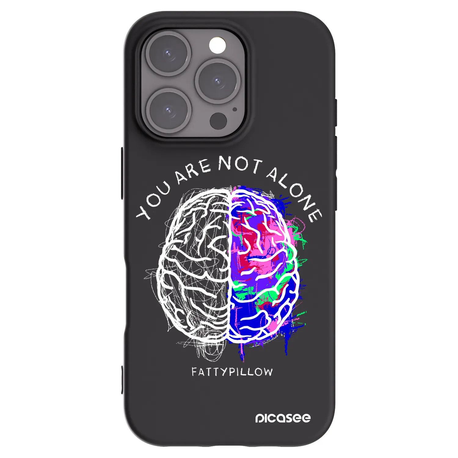 Picasee silikonový černý obal pro Apple iPhone 16 Pro - Brain - White
