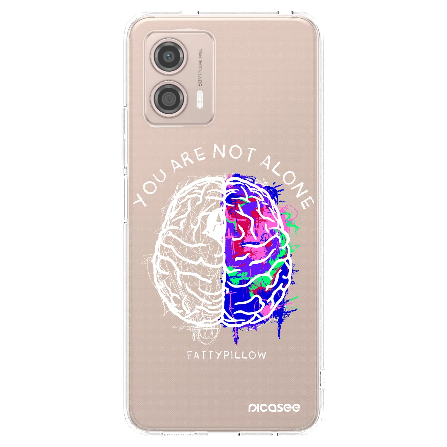 Picasee silikonový průhledný obal pro Motorola Moto G53 5G - Brain - White