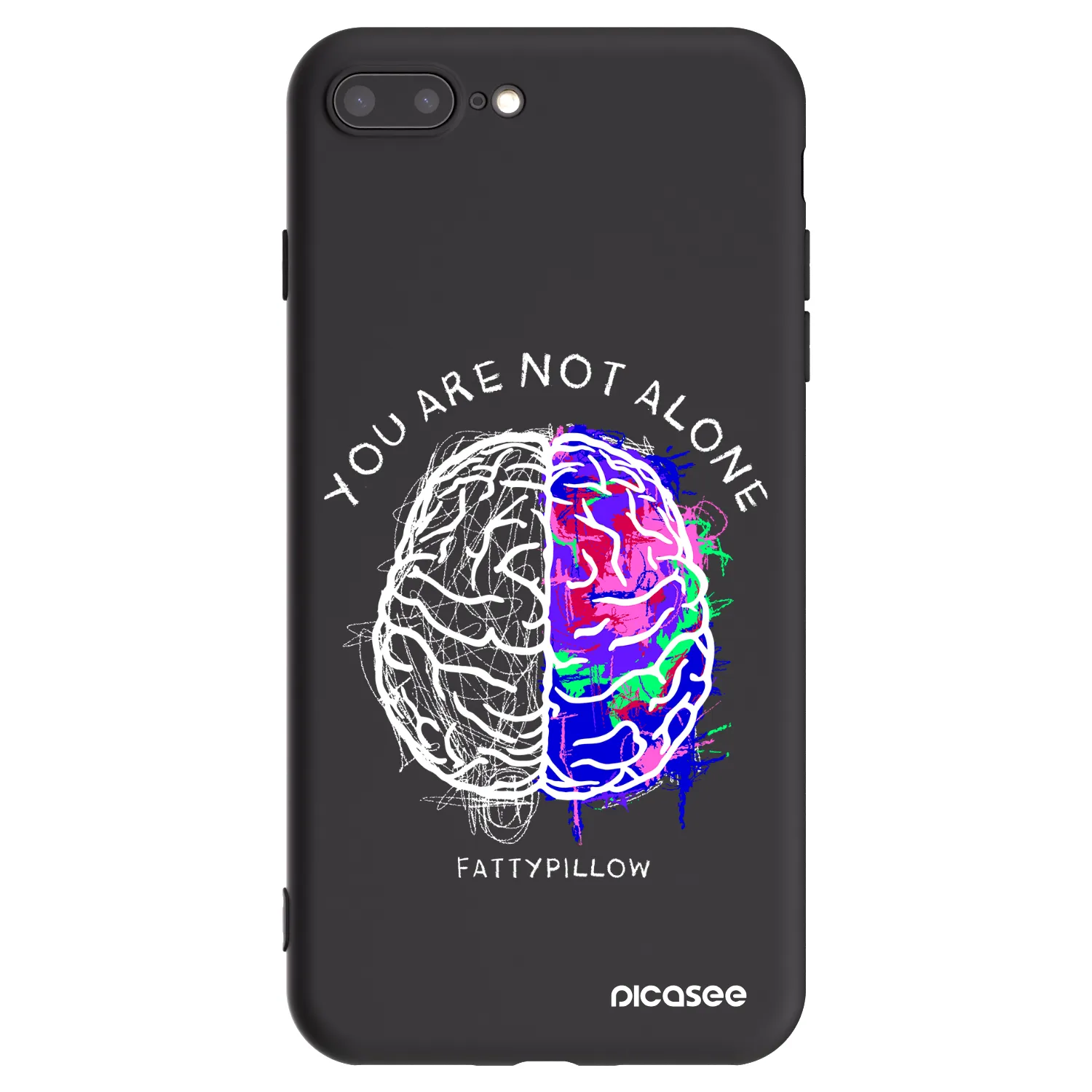 Picasee silikonový černý obal pro Apple iPhone 7 Plus - Brain - White