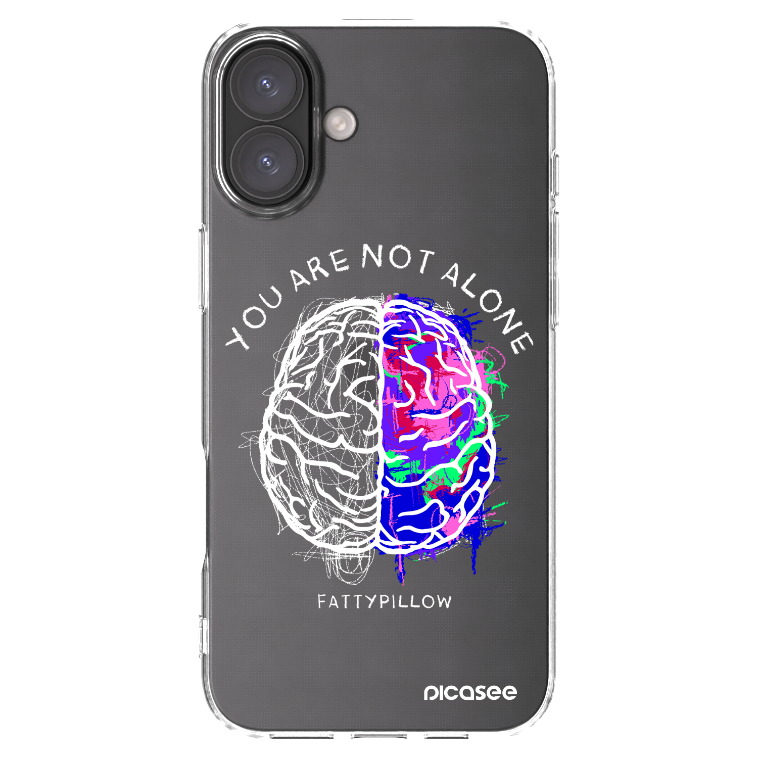 Picasee silikonový průhledný obal pro Apple iPhone 16 Plus - Brain - White