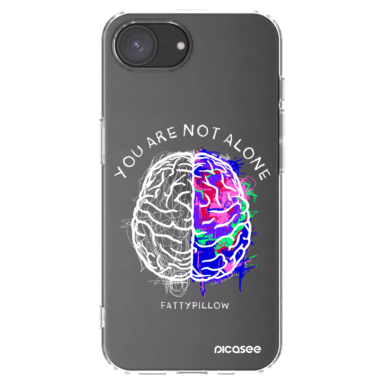 Picasee silikonový průhledný obal pro Apple iPhone 16e - Brain - White