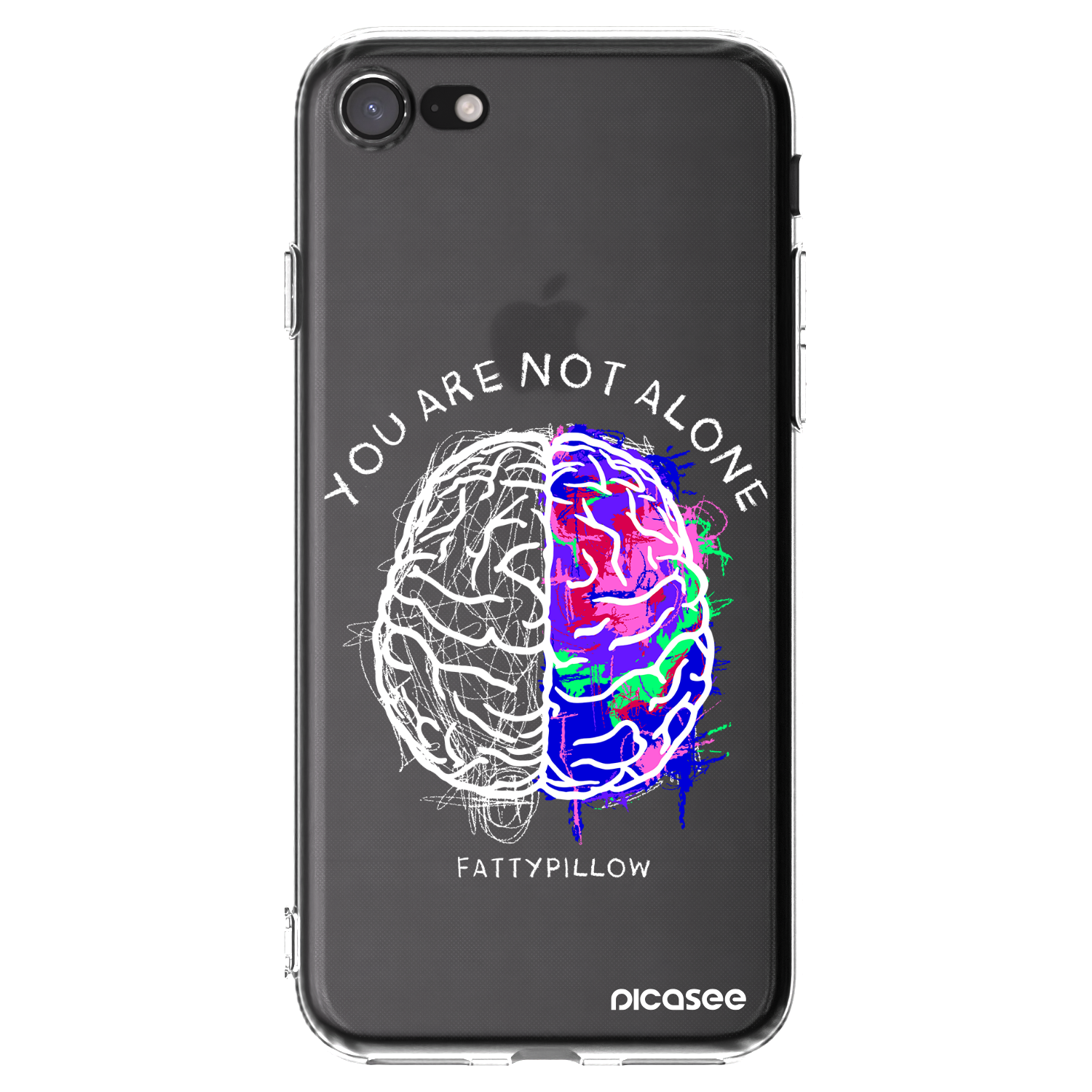Picasee silikonový průhledný obal pro Apple iPhone 7 - Brain - White