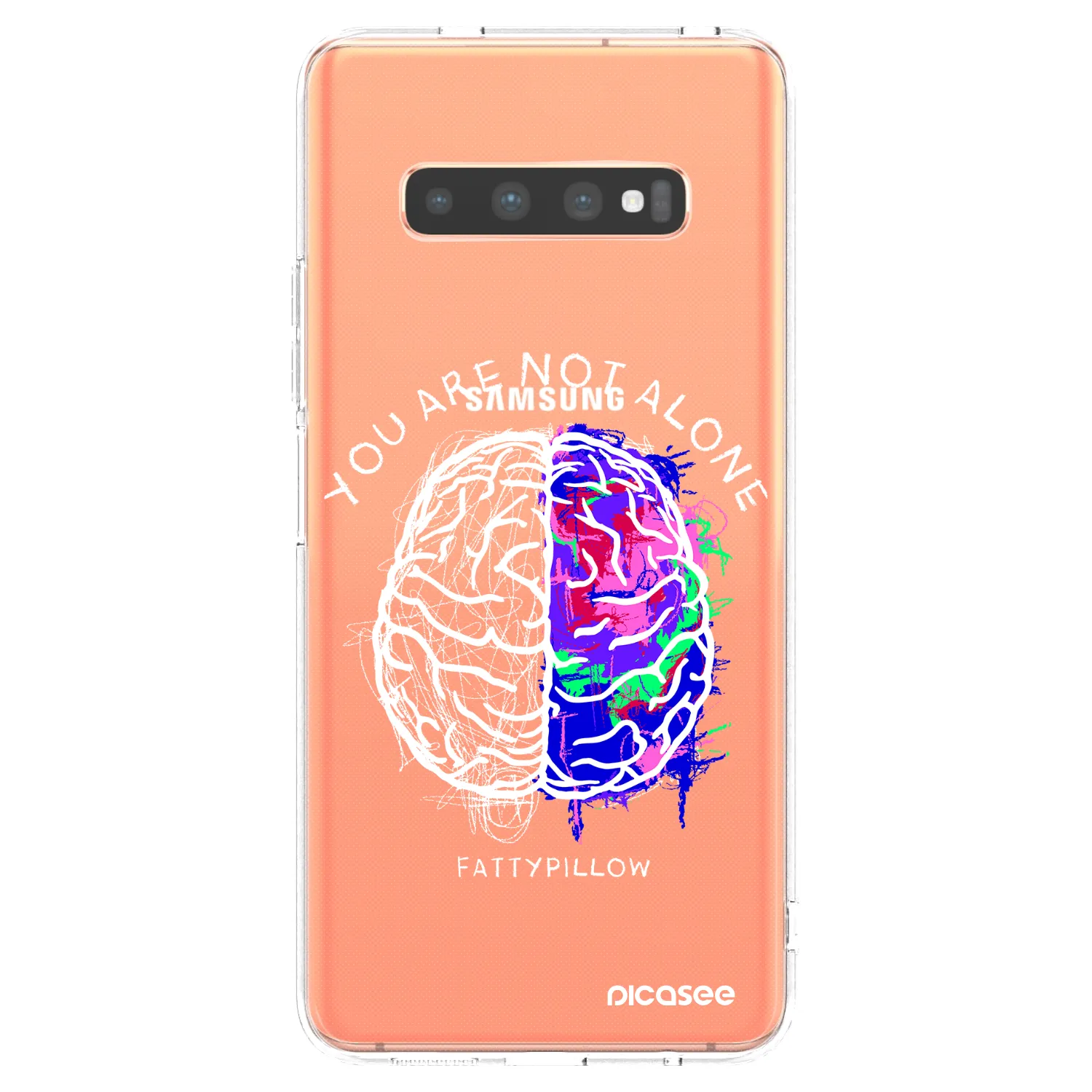 Picasee silikonový průhledný obal pro Samsung Galaxy S10 Plus G975 - Brain - White
