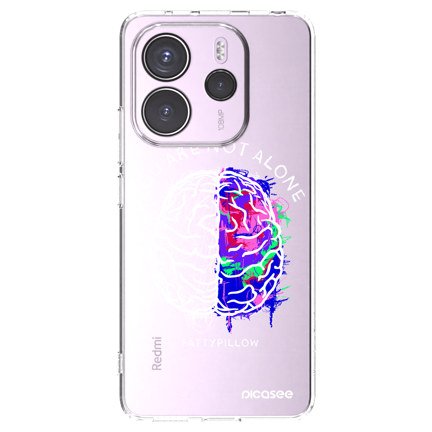 Picasee silikonový průhledný obal pro Xiaomi Redmi Note 14 4G - Brain - White