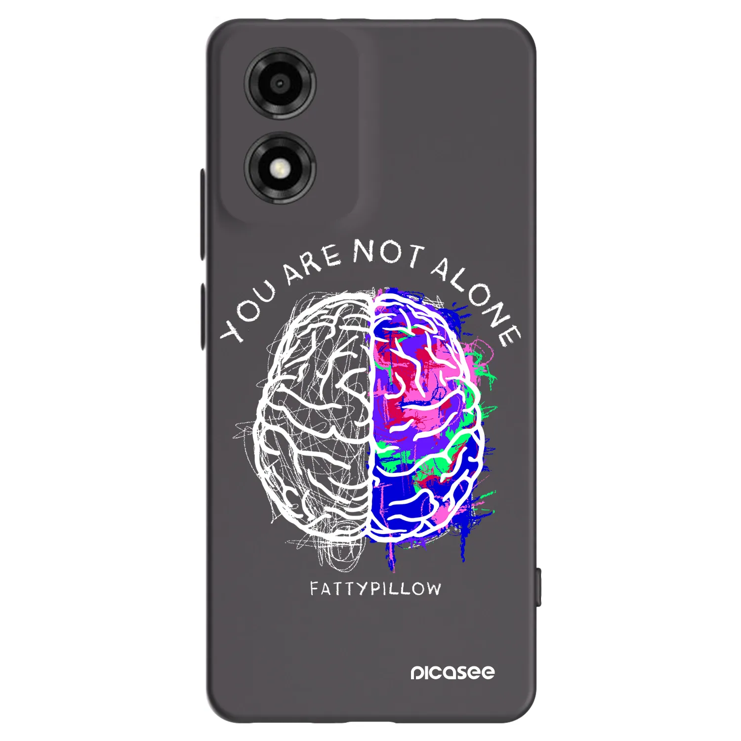 Picasee silikonový černý obal pro Motorola Moto E14 - Brain - White