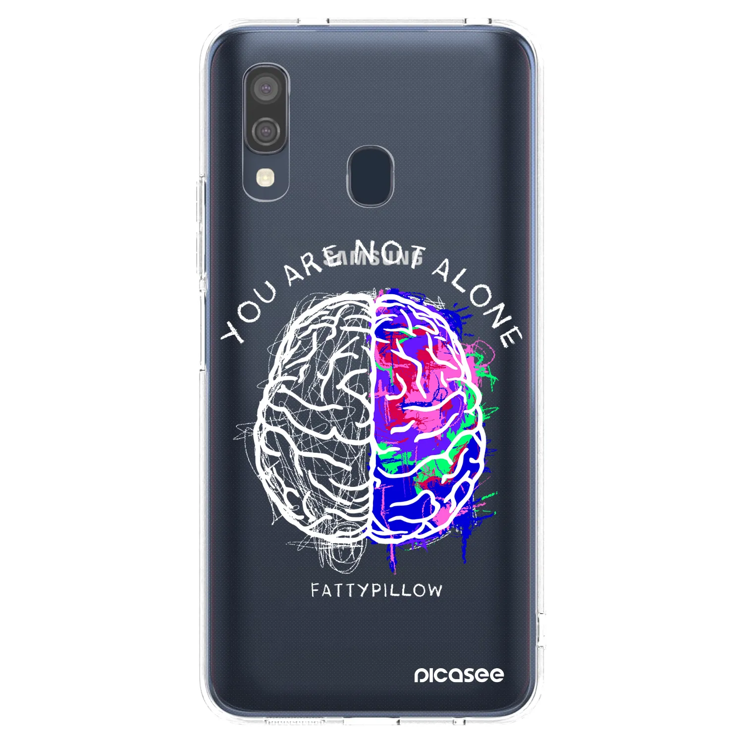 Picasee silikonový průhledný obal pro Samsung Galaxy A40 A405F - Brain - White