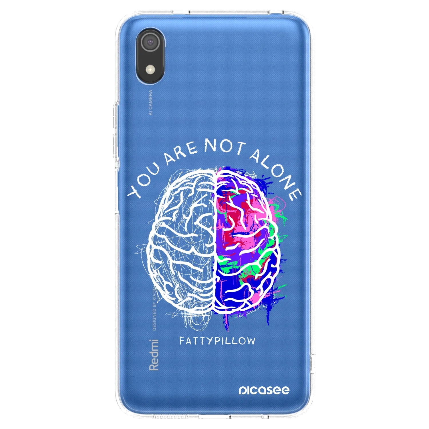 Picasee silikonový průhledný obal pro Xiaomi Redmi 7A - Brain - White