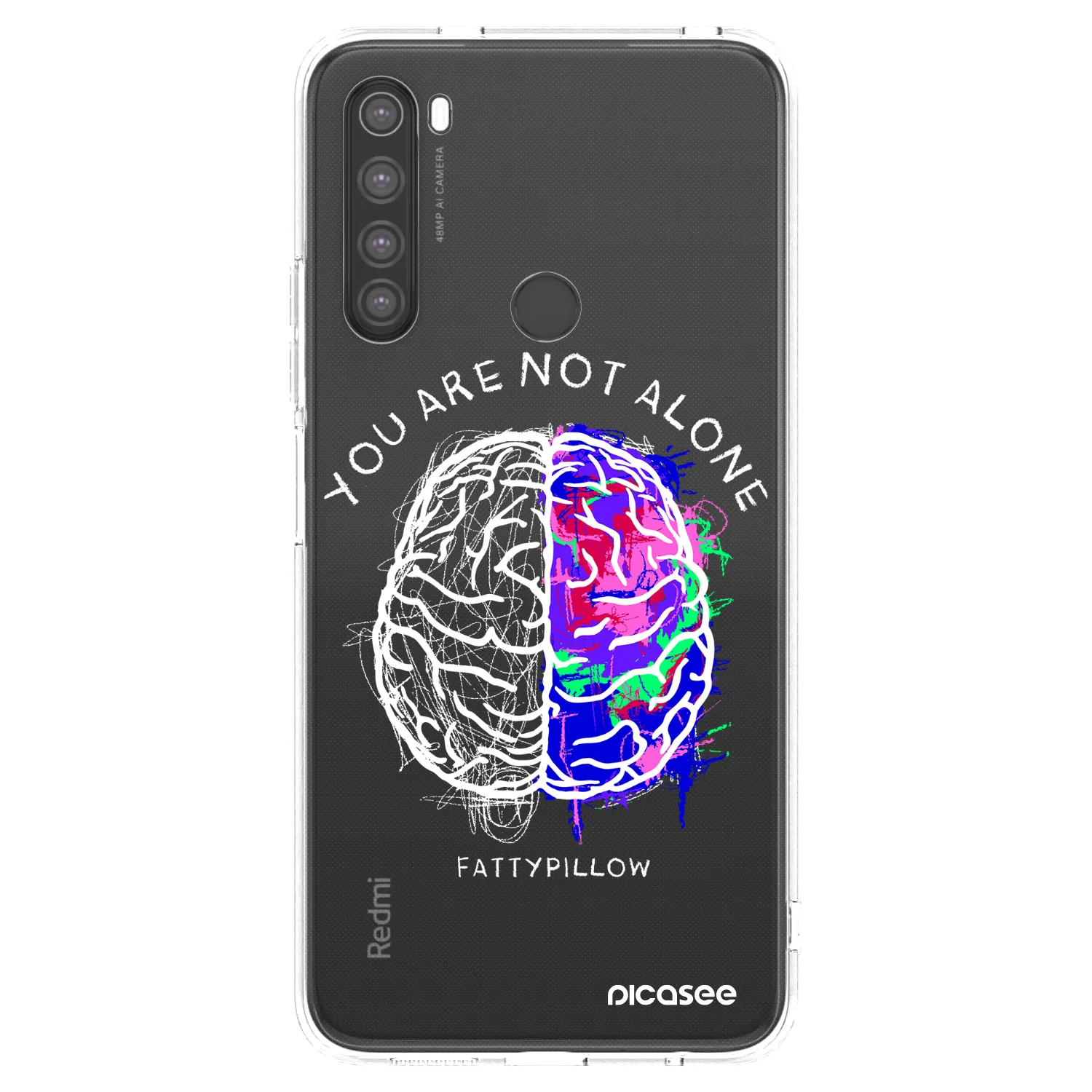 Picasee silikonový průhledný obal pro Xiaomi Redmi Note 8 - Brain - White