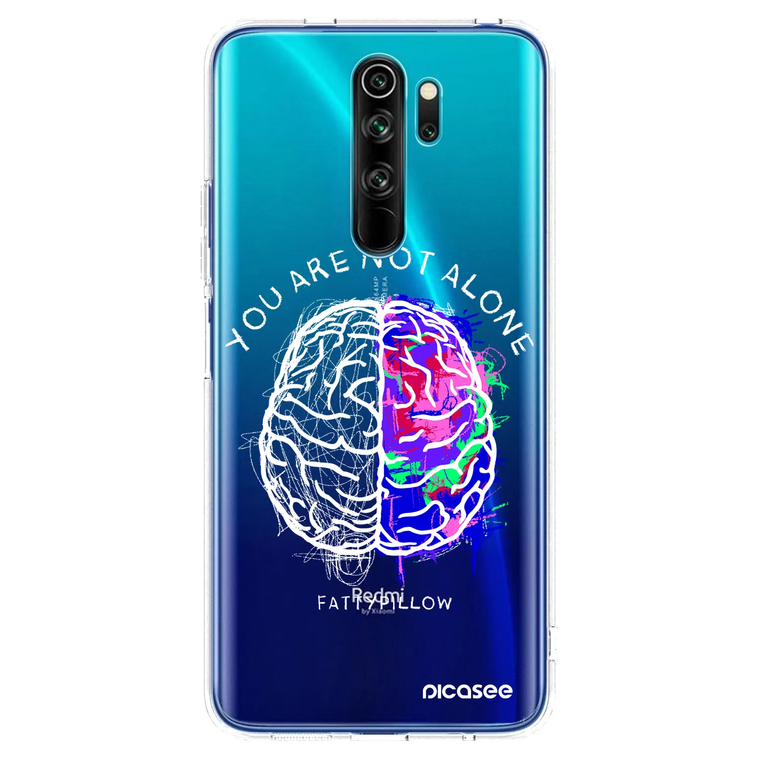 Picasee silikonový průhledný obal pro Xiaomi Redmi Note 8 Pro - Brain - White