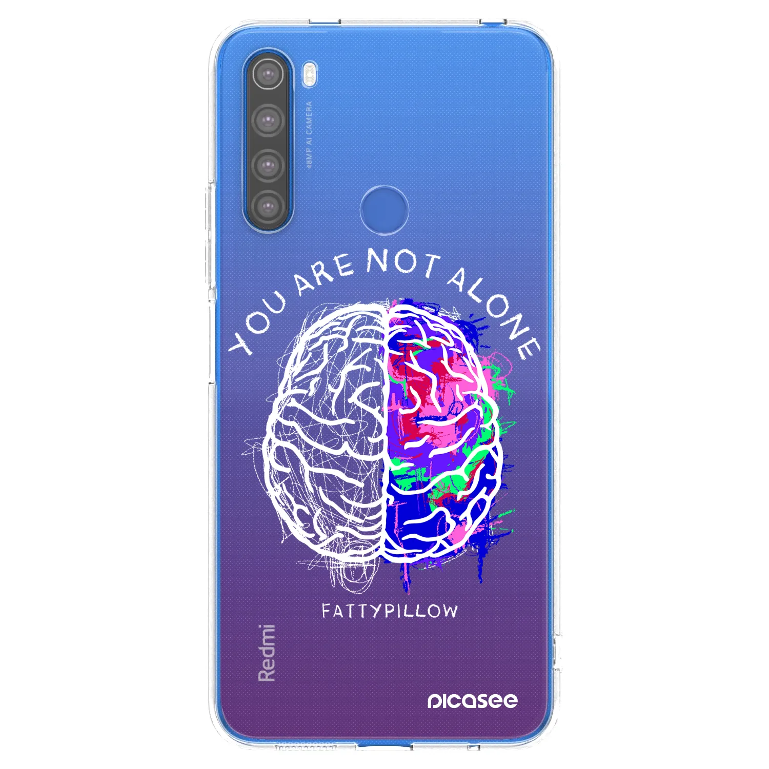 Picasee silikonový průhledný obal pro Xiaomi Redmi Note 8T - Brain - White