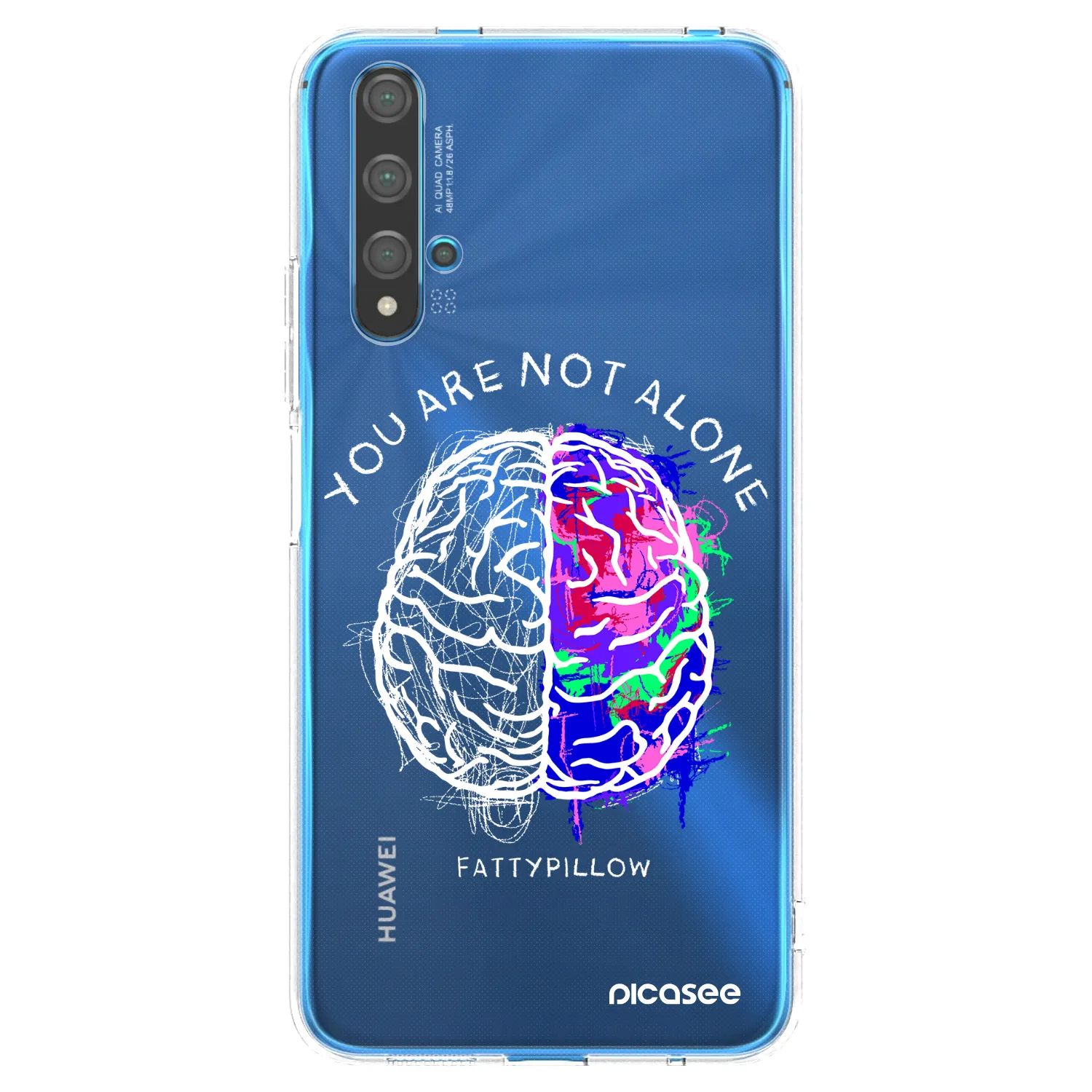 Picasee silikonový průhledný obal pro Huawei Nova 5T - Brain - White