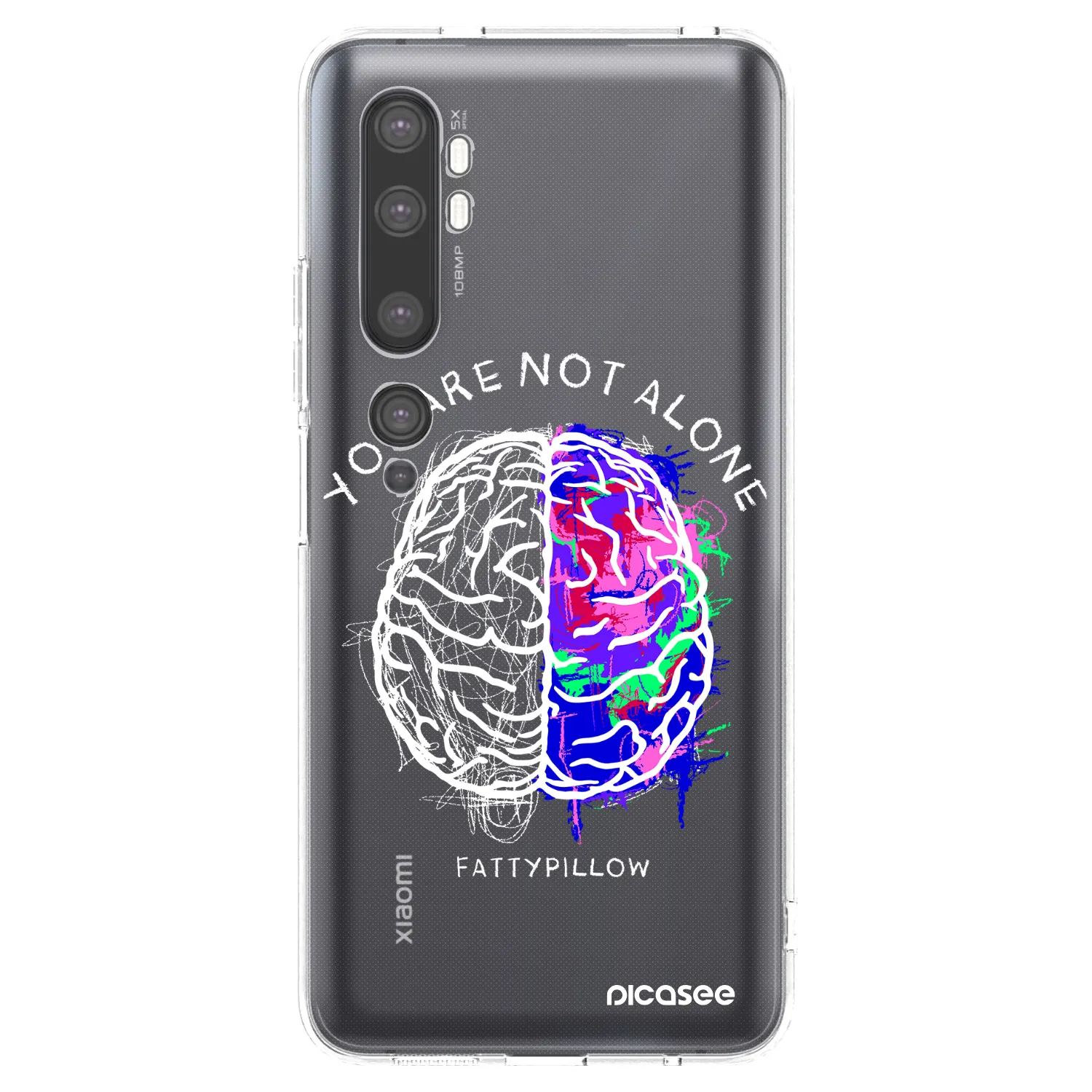 Picasee silikonový průhledný obal pro Xiaomi Mi Note 10 (Pro) - Brain - White