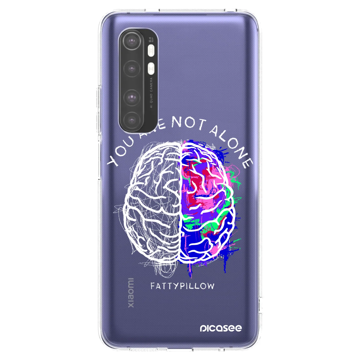 Picasee silikonový průhledný obal pro Xiaomi Mi Note 10 Lite - Brain - White