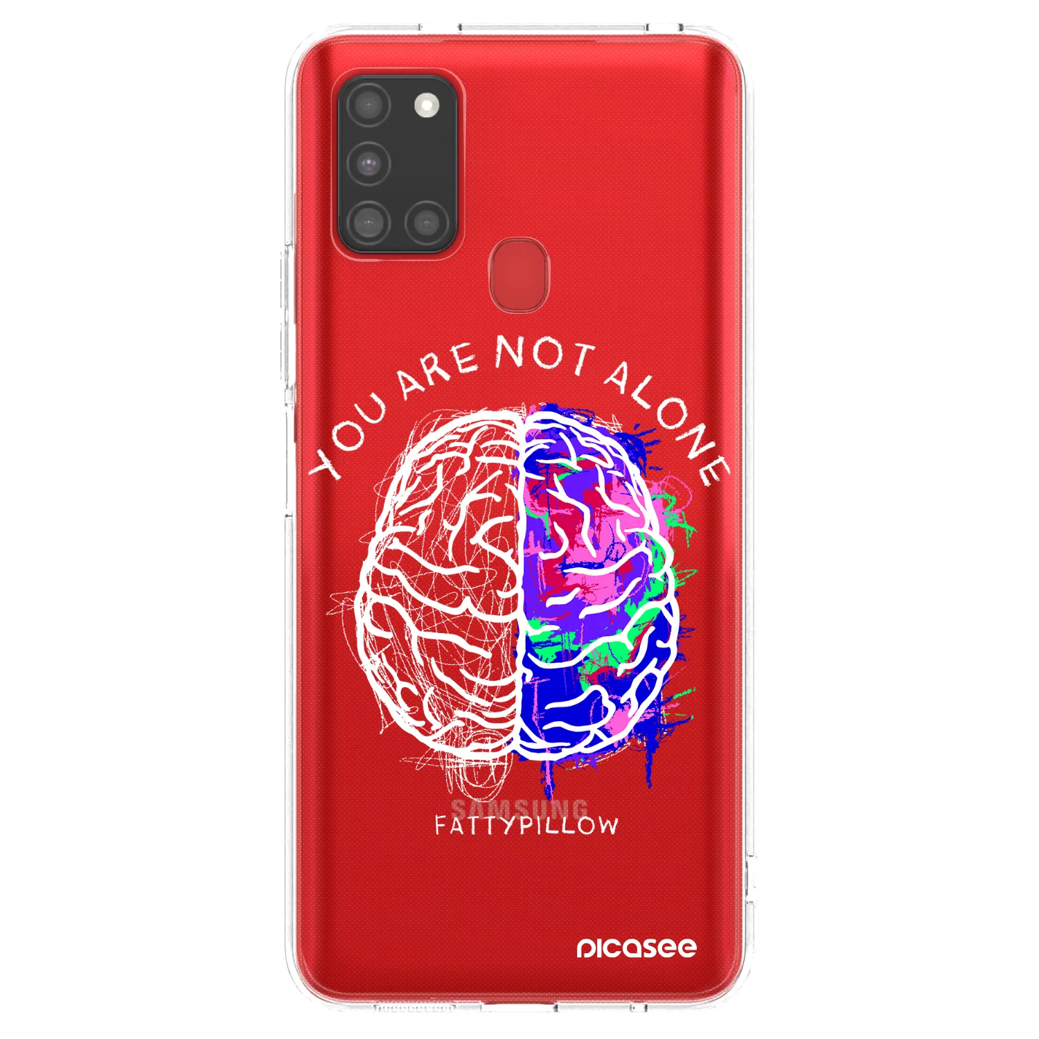 Picasee silikonový průhledný obal pro Samsung Galaxy A21s - Brain - White