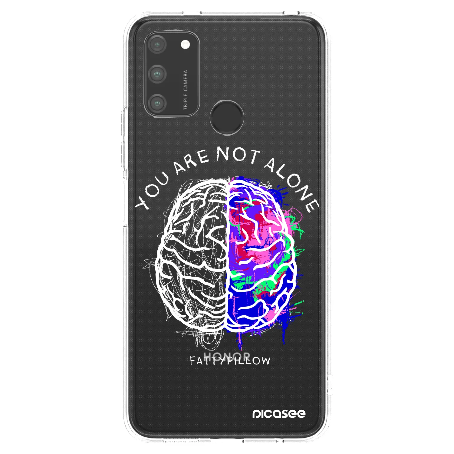Picasee silikonový průhledný obal pro Honor 9A - Brain - White