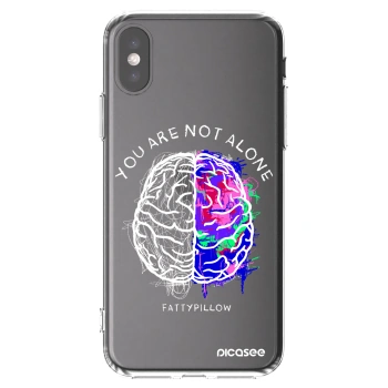 Picasee silikonový průhledný obal pro Apple iPhone X/XS - Brain - White