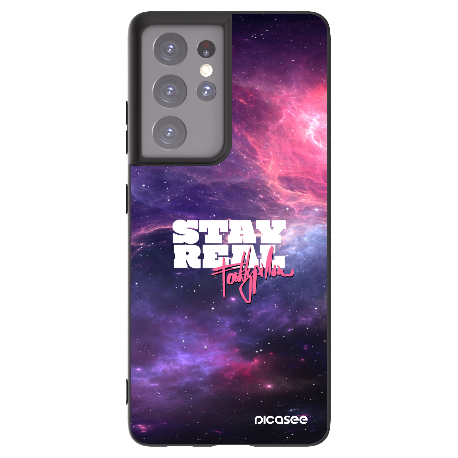 Picasee silikonový černý obal pro Samsung Galaxy S21 Ultra 5G G998B - Stay Real