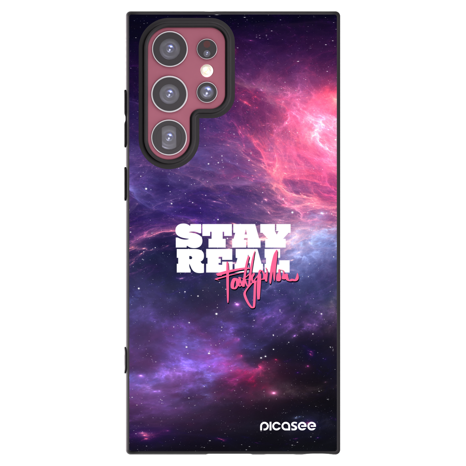 Picasee silikonový černý obal pro Samsung Galaxy S22 Ultra 5G - Stay Real