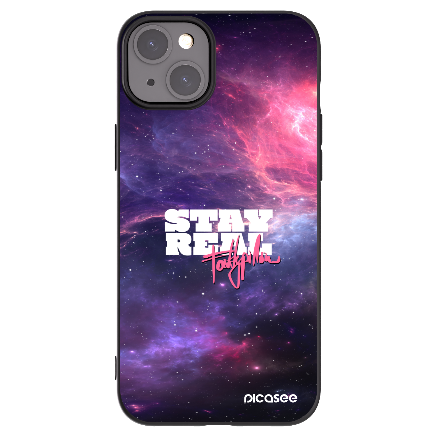 Picasee silikonový černý obal pro Apple iPhone 15 Plus - Stay Real