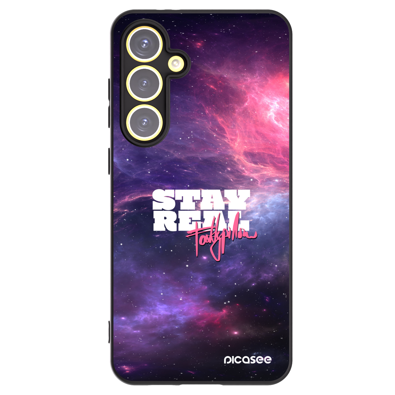 Picasee silikonový černý obal pro Samsung Galaxy S24 FE S721B - Stay Real