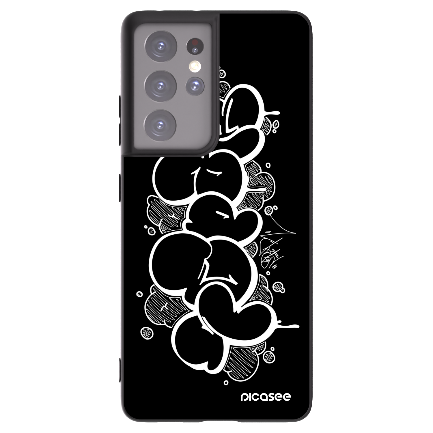 Picasee silikonový černý obal pro Samsung Galaxy S21 Ultra 5G G998B - Throw UP