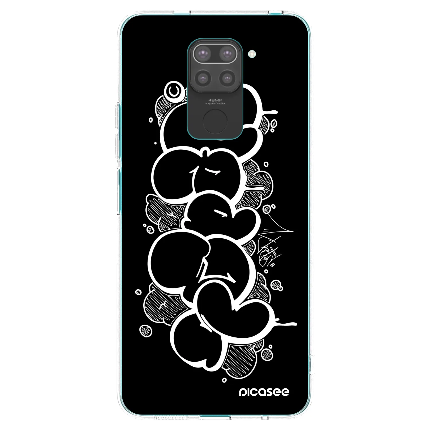 Picasee silikonový černý obal pro Xiaomi Redmi Note 9 - Throw UP