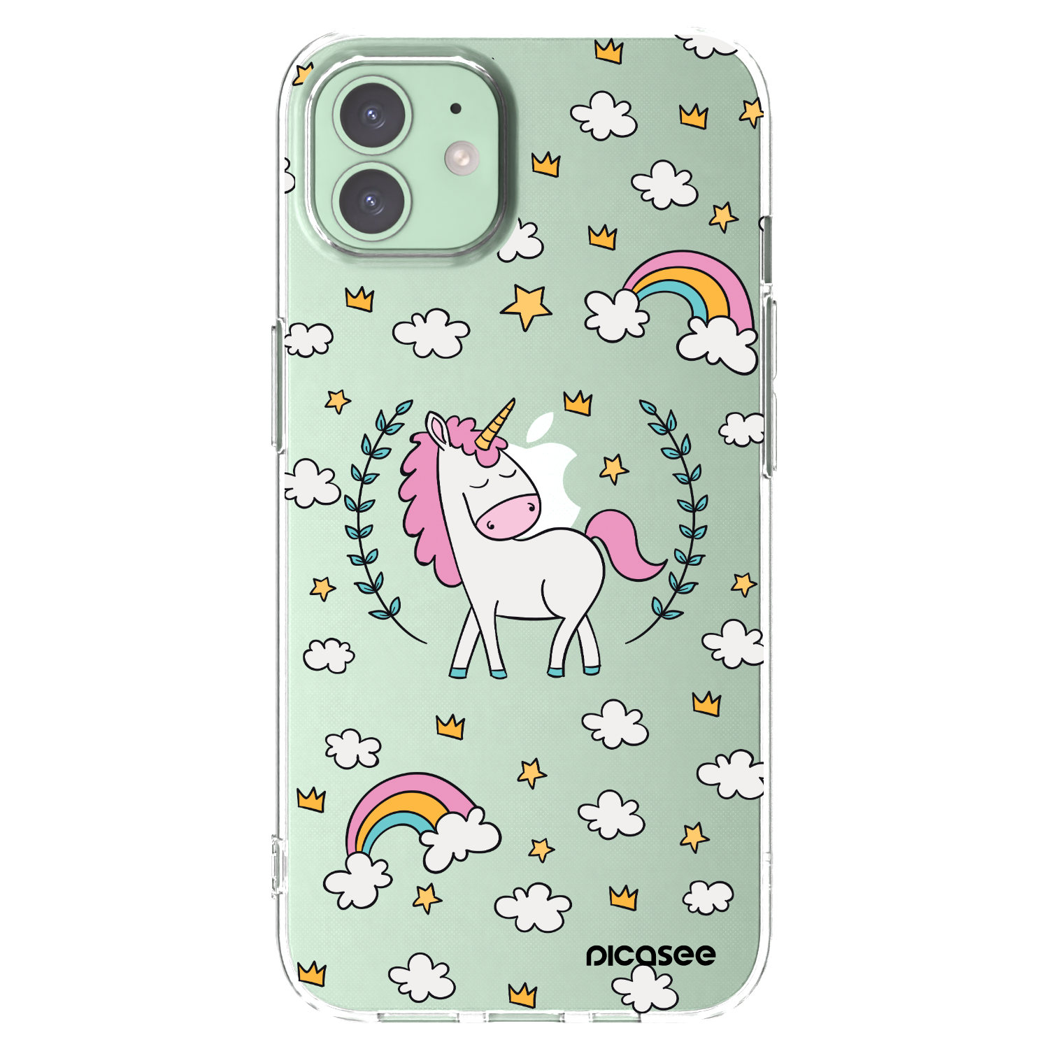 Picasee silikonový průhledný obal pro Apple iPhone 12 - Unicorn hvězdné nebe