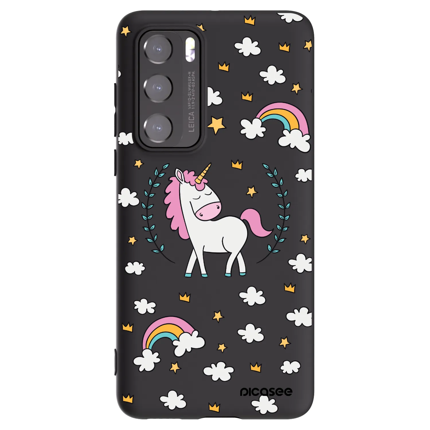Picasee silikonový černý obal pro Huawei P40 - Unicorn hvězdné nebe