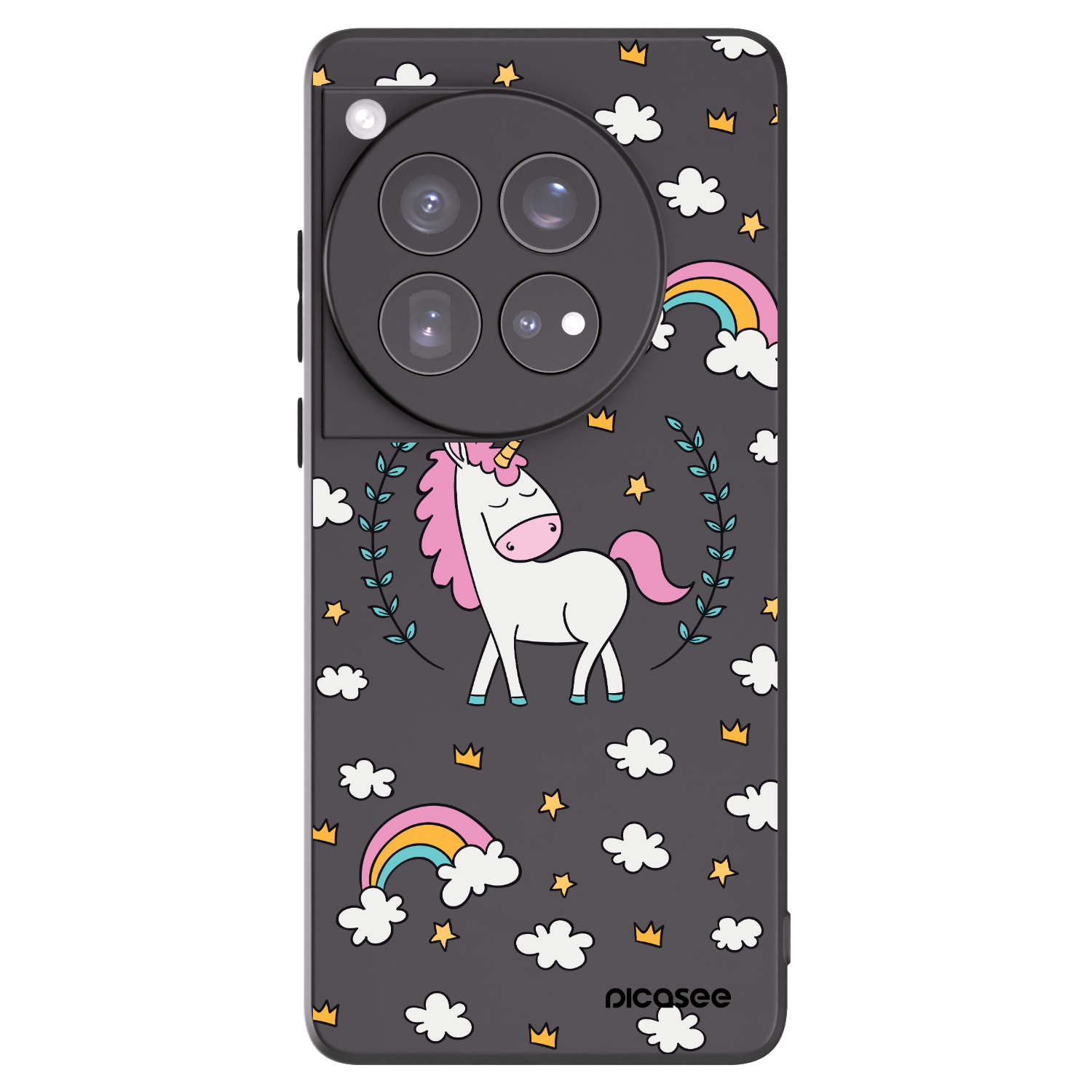 Picasee silikonový černý obal pro OnePlus 12 5G - Unicorn hvězdné nebe