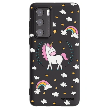 Picasee silikonový černý obal pro Huawei P40 - Unicorn hvězdné nebe