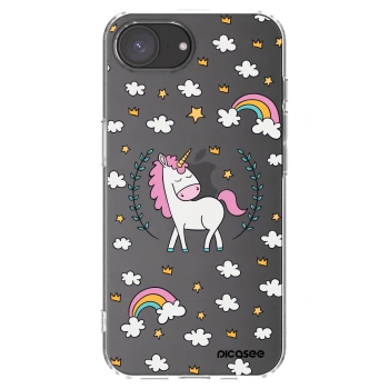 Picasee silikonový průhledný obal pro Apple iPhone 16e - Unicorn hvězdné nebe