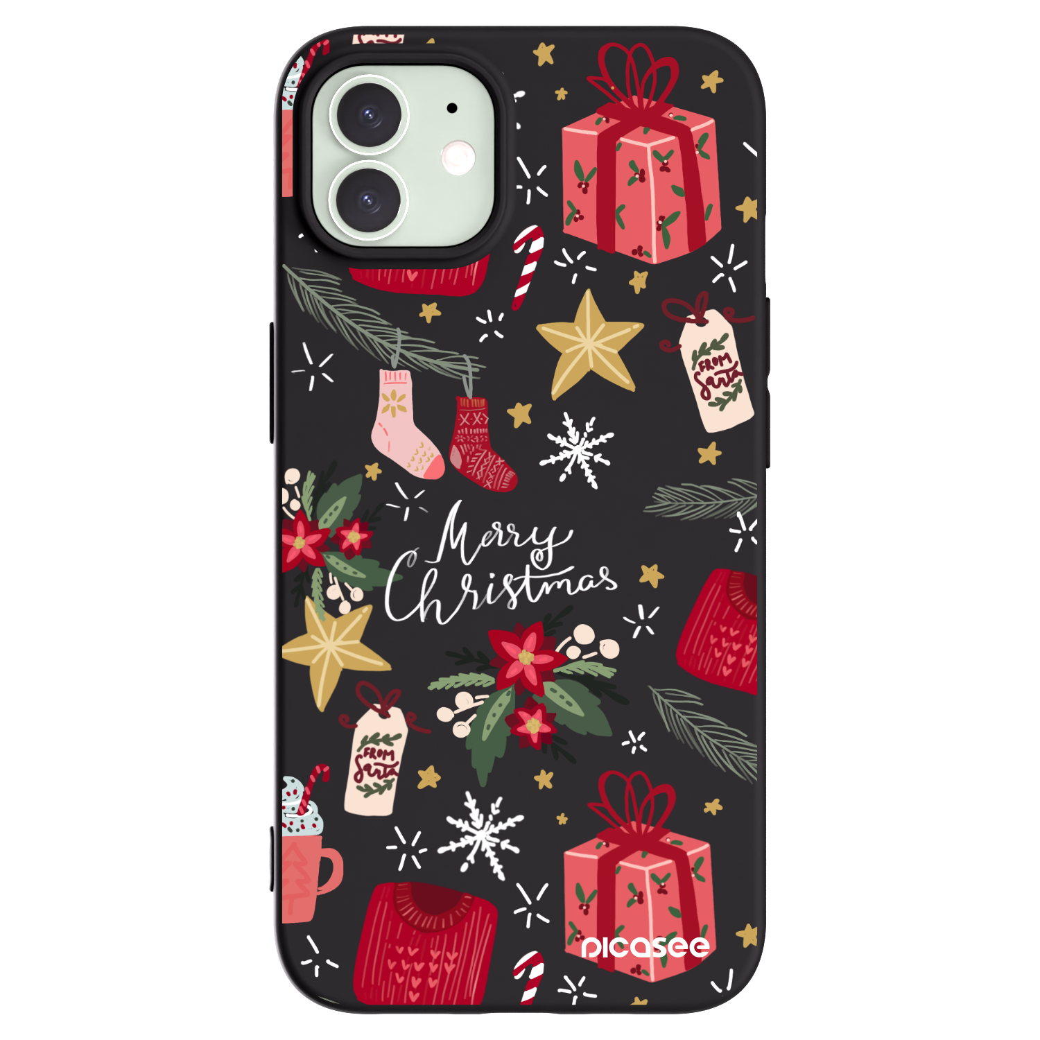 Picasee silikonový černý obal pro Apple iPhone 12 - Christmas