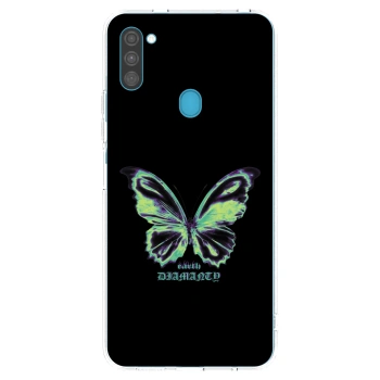 Picasee silikonový průhledný obal pro Samsung Galaxy M11 - Diamanty Blue