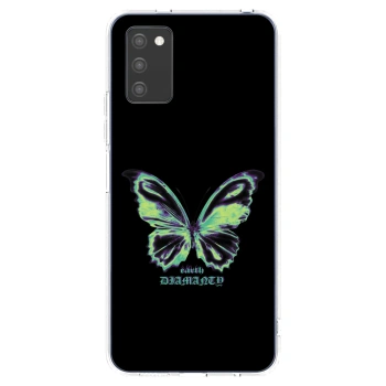 Picasee silikonový průhledný obal pro Samsung Galaxy A02s A025G - Diamanty Blue