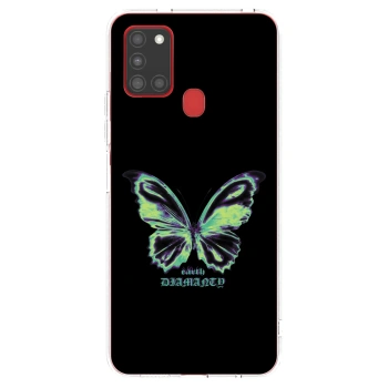 Picasee silikonový průhledný obal pro Samsung Galaxy A21s - Diamanty Blue